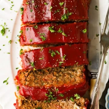 classic meatloaf sliced on a plate