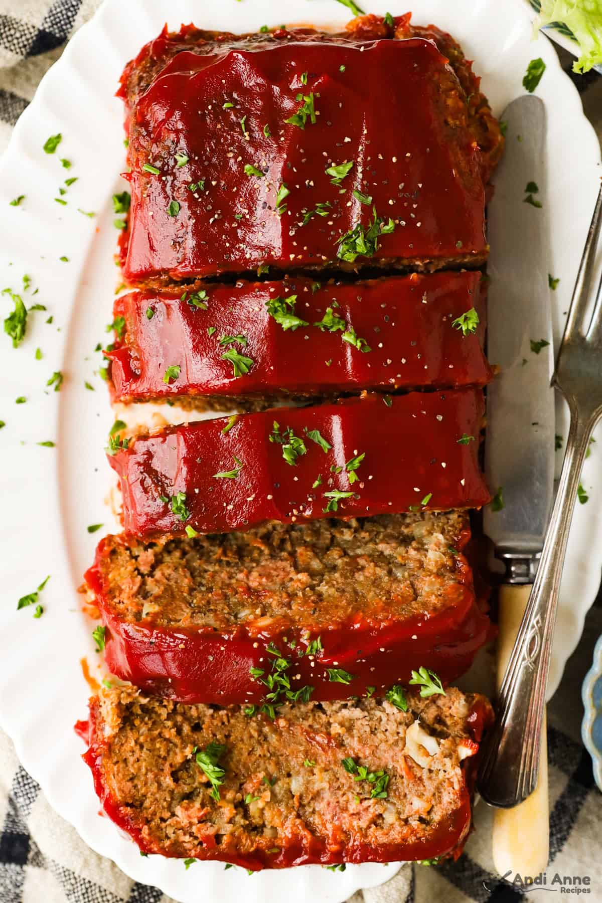 classic meatloaf sliced on a plate