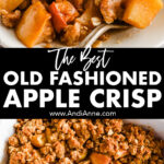 Close up of old fashioned apple crisp recipe
