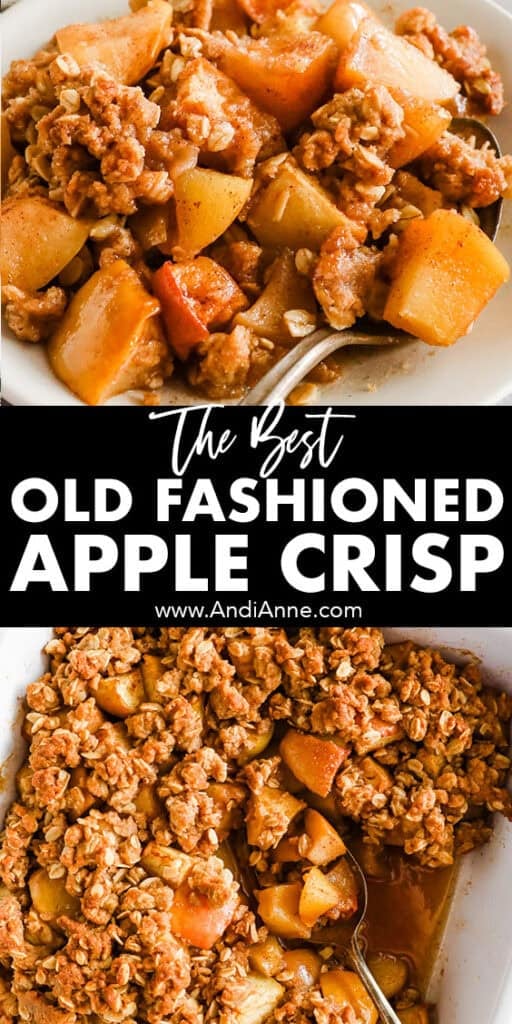 Close up of old fashioned apple crisp recipe