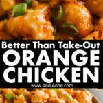 Close images of better than take out orange chicken recipe.