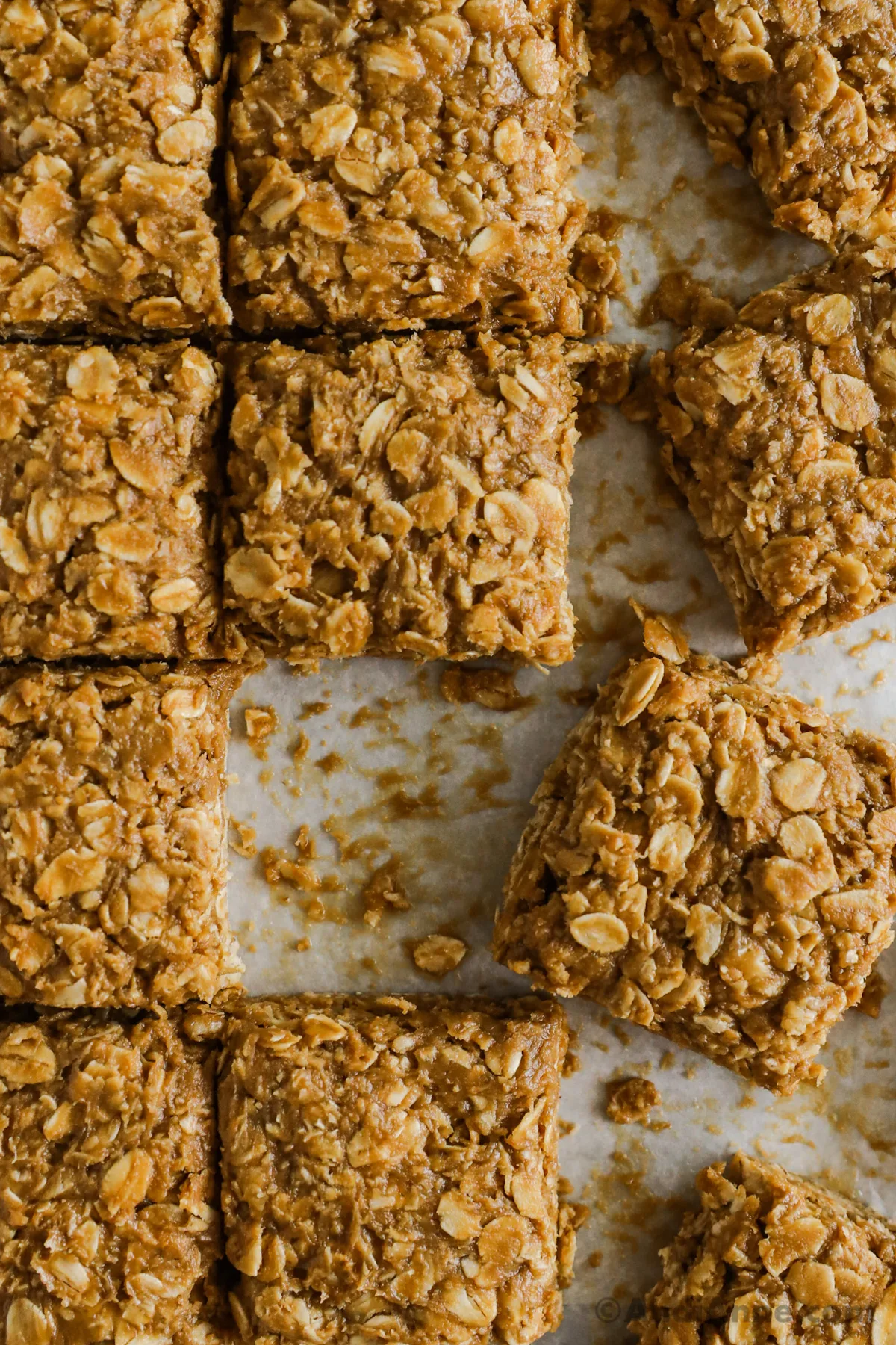 Peanut butter oatmeal bars close up