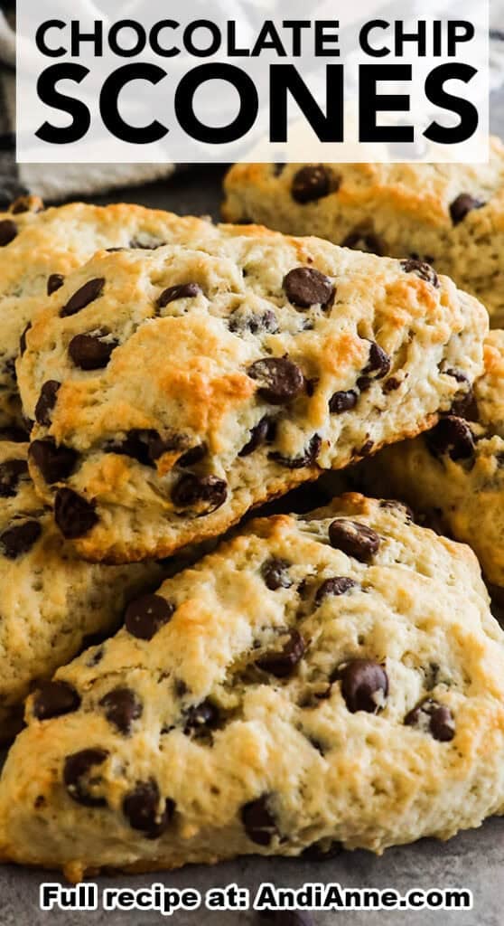 A stack of chocolate chip scones.