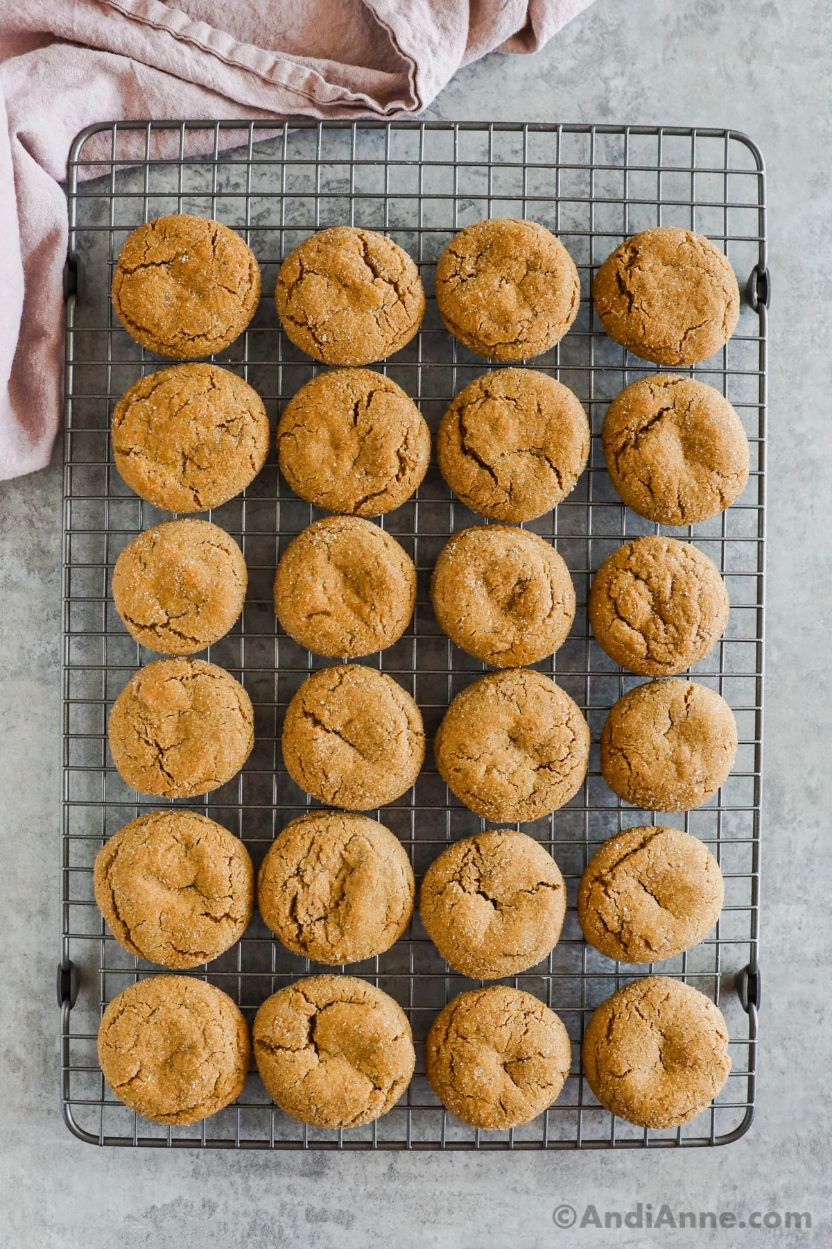 Baked cookies on a cooling rack.