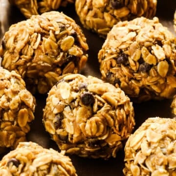 close up of peanut butter oat balls
