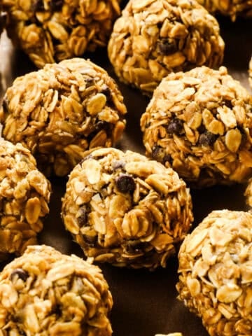 close up of peanut butter oat balls