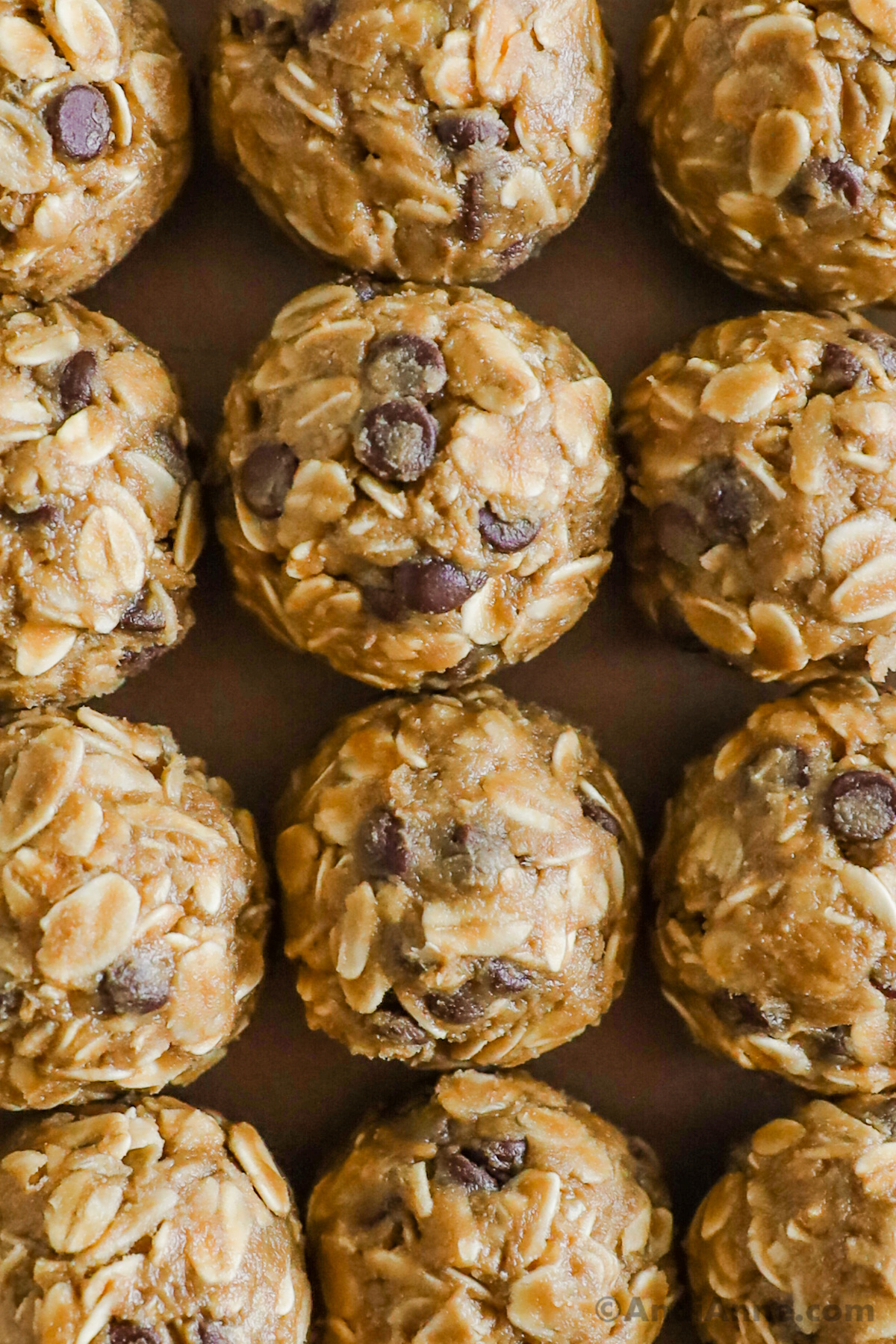 Close up of peanut butter oat balls