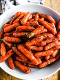 Bowl of baked brown sugar carrots