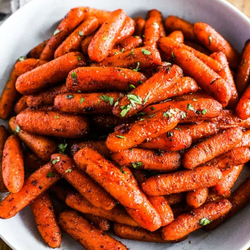 Bowl of baked brown sugar carrots