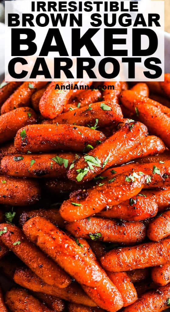 Close up of brown sugar baked carrots