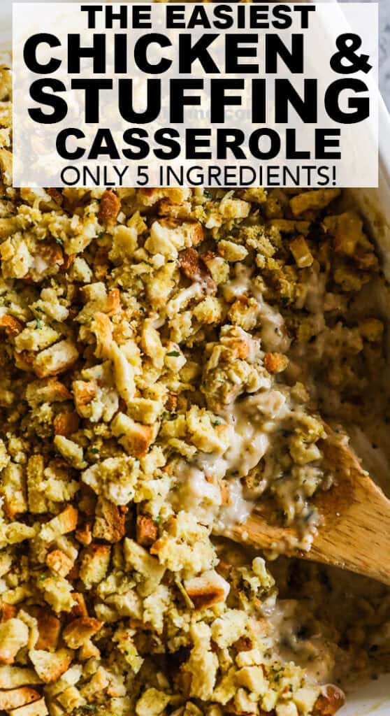 Close up of chicken and stuffing casserole recipe