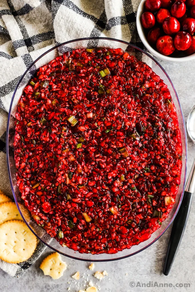 bowl of cranberry jalapeno dip.