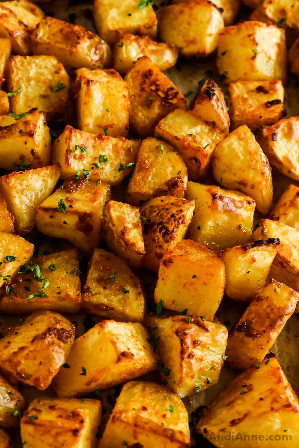 close up of crispy potatoes 