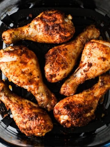 air fryer basket with chicken legs
