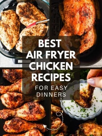 collage of four best air fryer chicken recipes for easy dinners