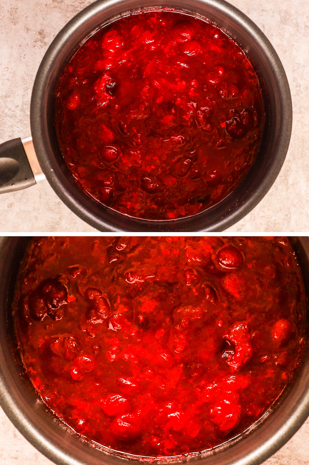 Close up of cranberry sauce in pot.