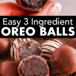 3 ingredient oreo ball truffles covered in milk or white chocolate.