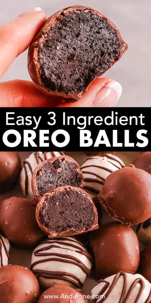 3 ingredient oreo ball truffles covered in milk or white chocolate.