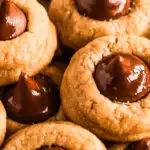 soft and chewy peanut butter blossoms close up
