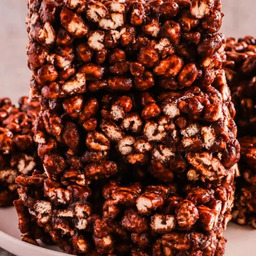A stack of chocolate puffed wheat squares