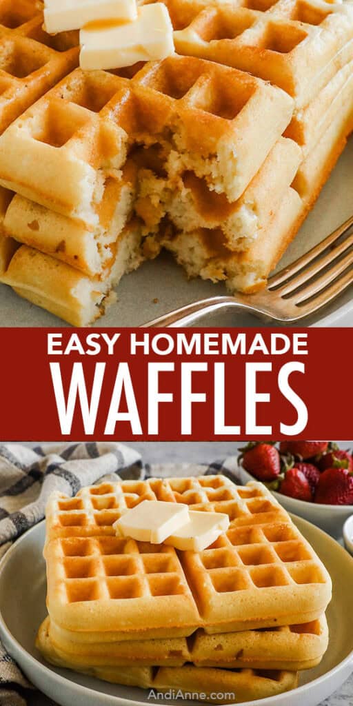 Stack of square shaped homemade waffles