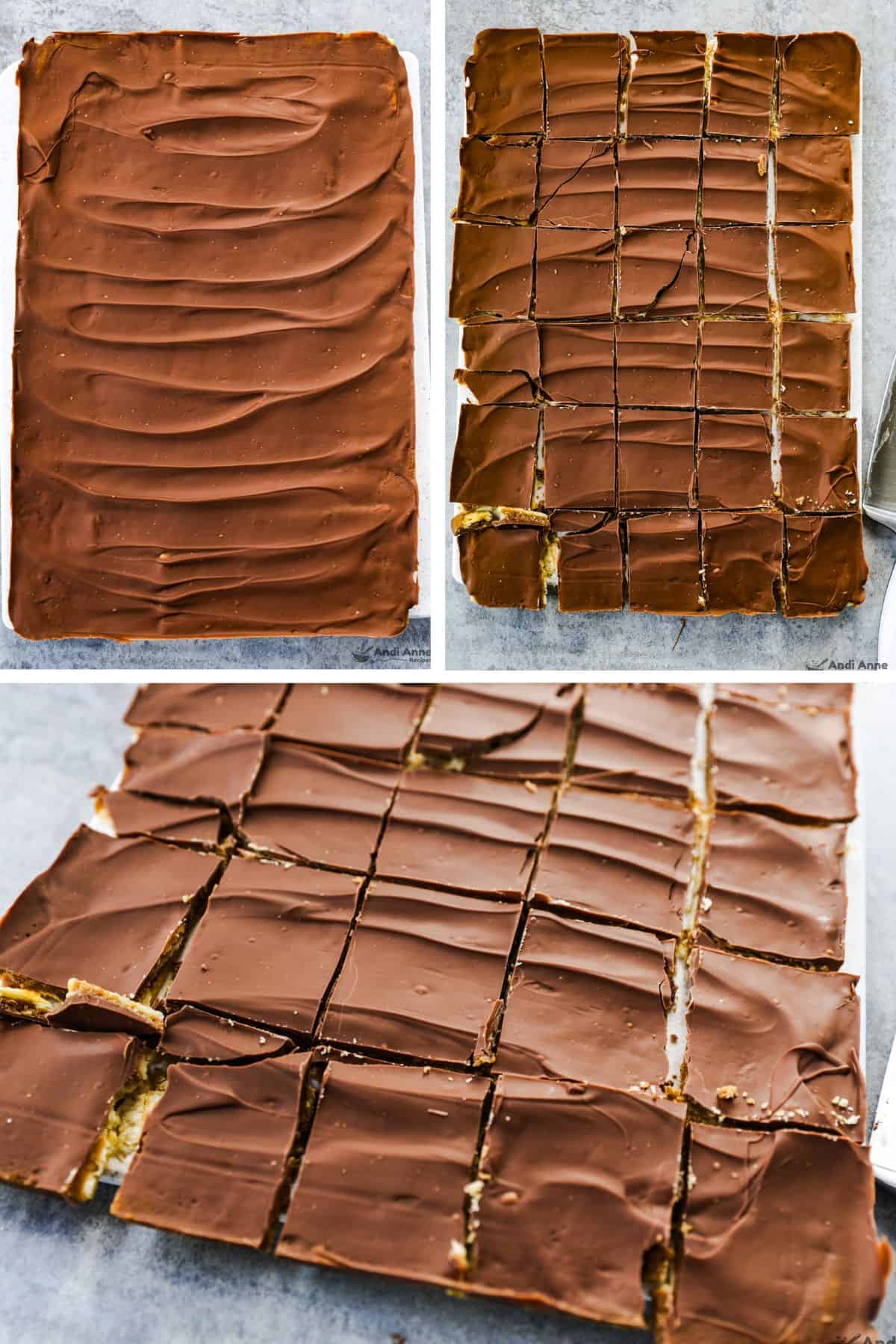 Cracker candy first uncut then cut into squares