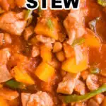 Close up of healthy pork squash stew