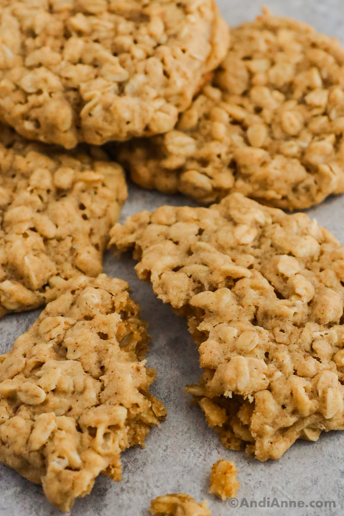 Close up of the texture of oatmeal cookies