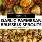 Close up of crispy garlic parmesan brussels sprouts