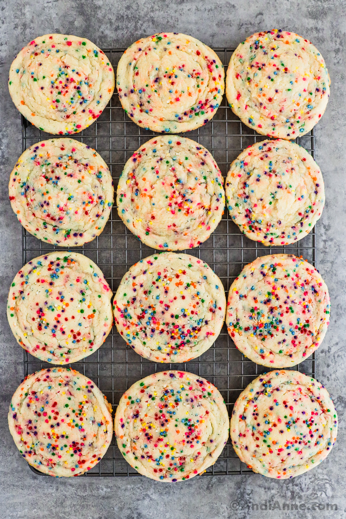 Sprinkle cookies on a cooling rack.