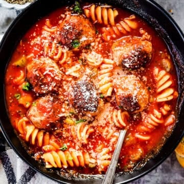 bowl of italian meatball soup