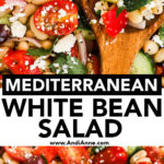 close up of mediterranean white bean salad recipe