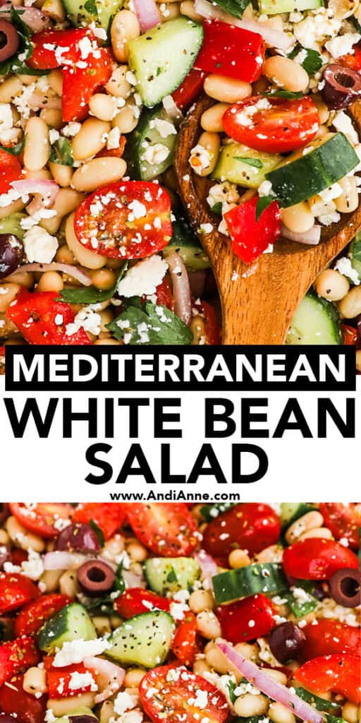 close up of mediterranean white bean salad recipe
