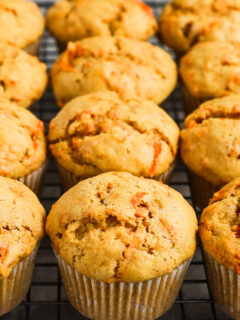 Carrot muffins on a cooling rack