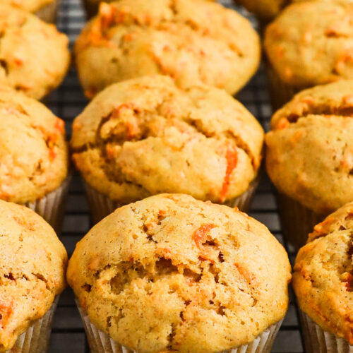 Carrot muffins on a cooling rack