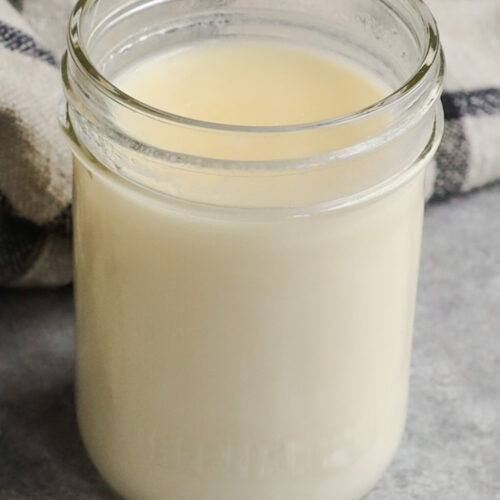 A jar of homemade heavy cream