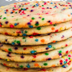 Close up of soft and chewy sprinkle cookies