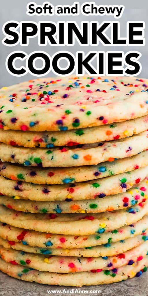 Close up of soft and chewy sprinkle cookies