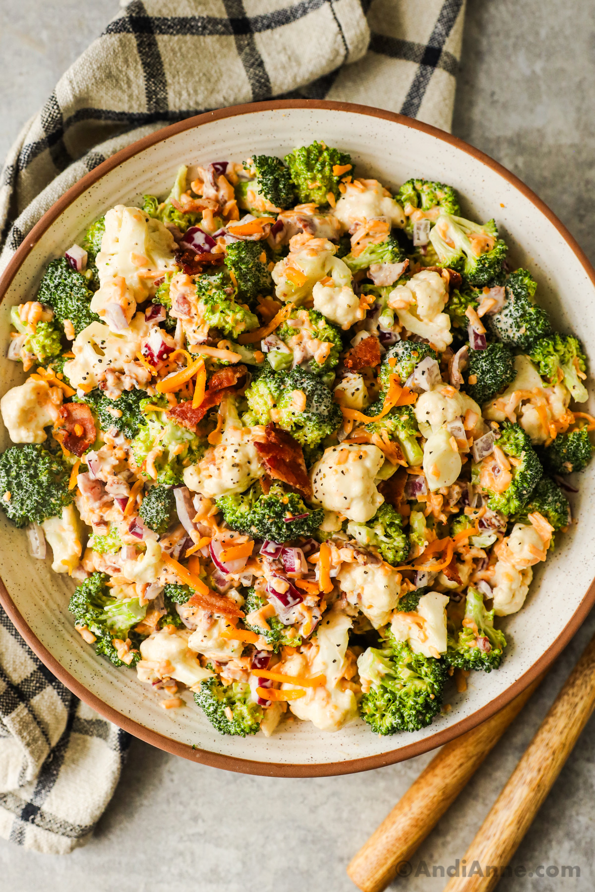 a bowl of broccoli cauliflower salad