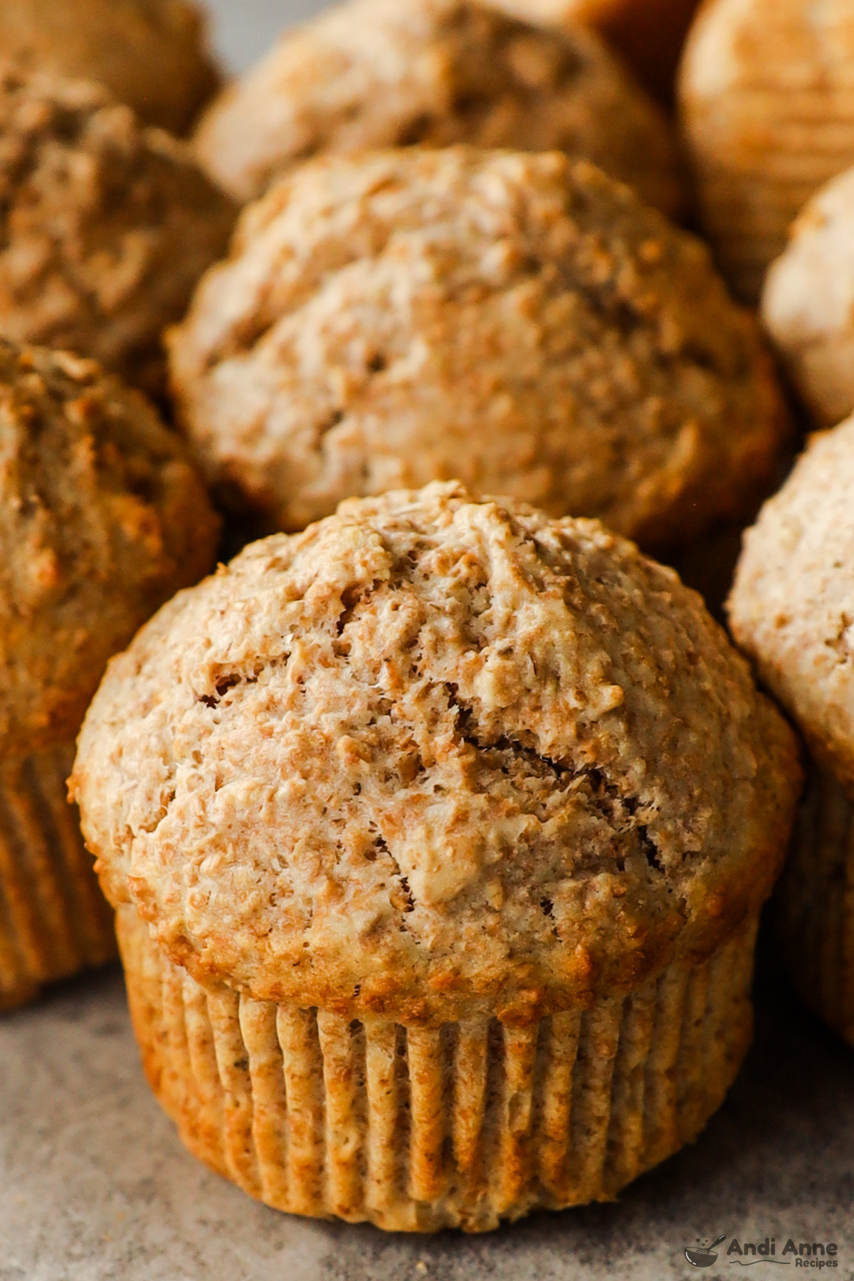 Close up of a bran muffin