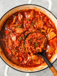 Pot of cabbage roll soup