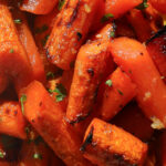 close up of honey garlic butter roasted carrots