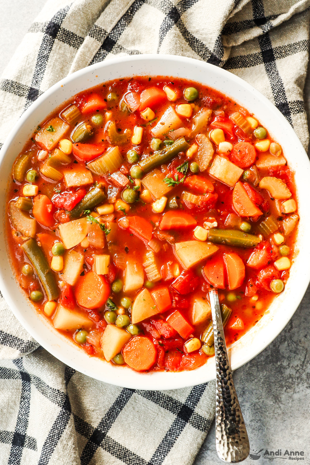 A bowl of vegetable soup