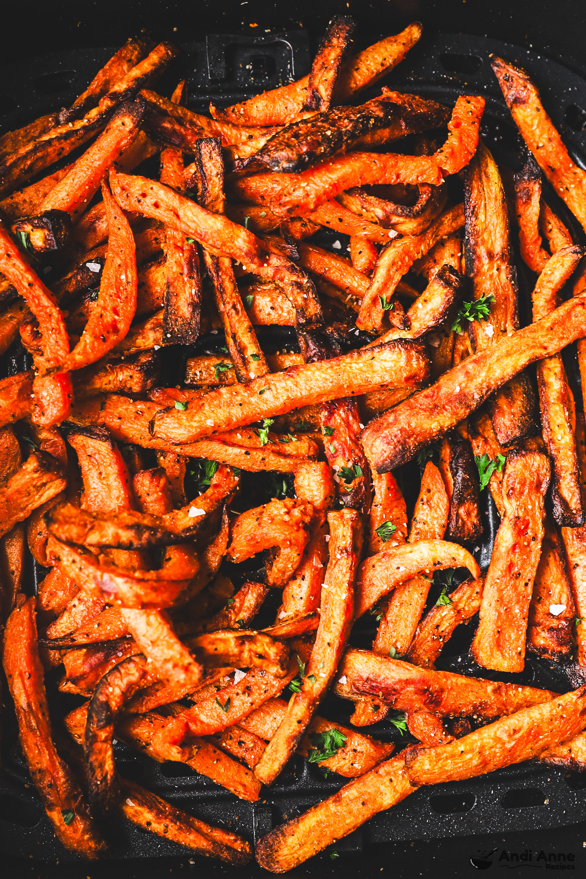 Close up of crispy sweet potato fries