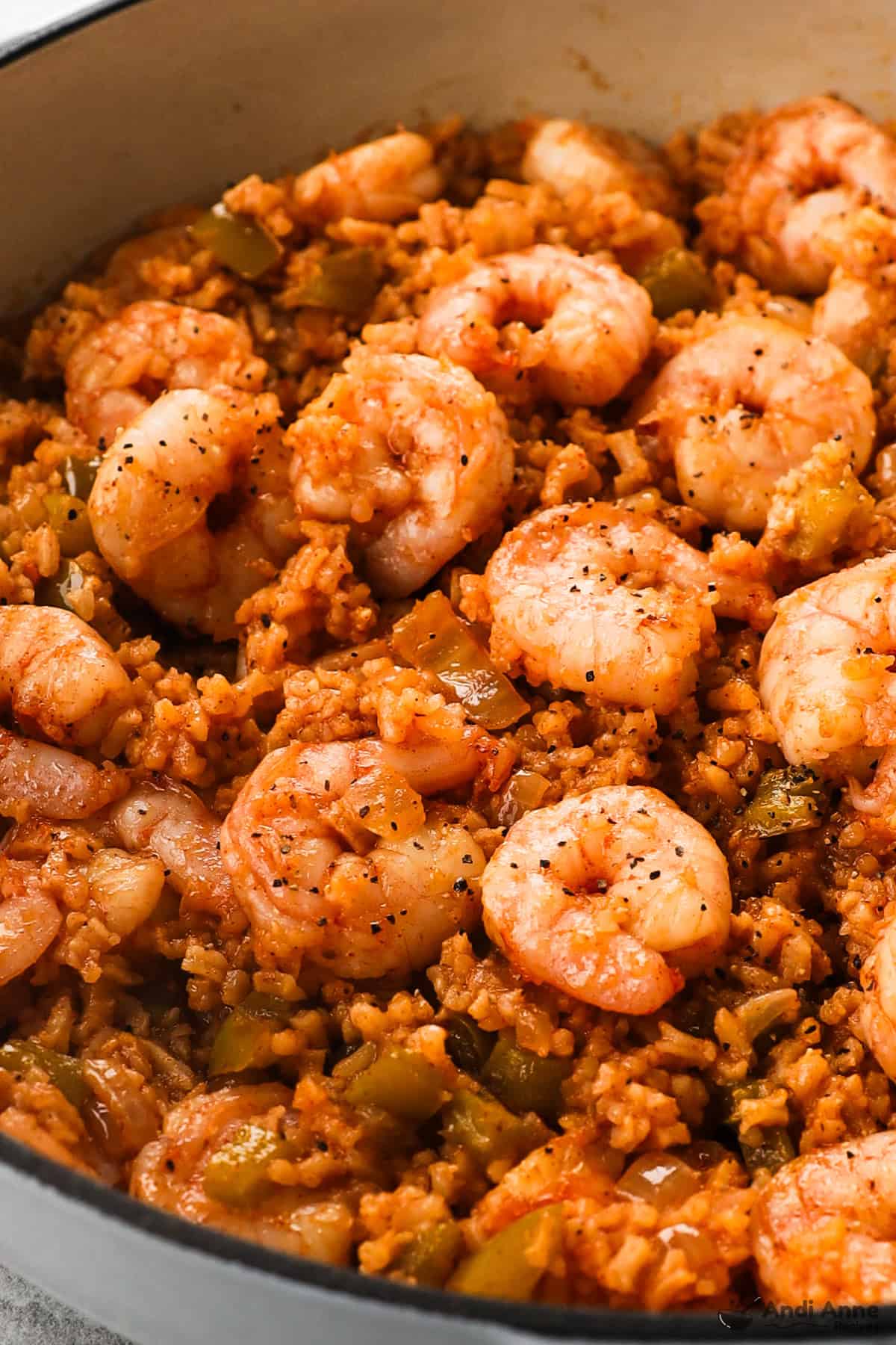 close up of cajun shrimp and rice recipe