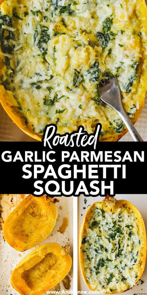 Roasted garlic parmesan spaghetti squash with a creamy sauce