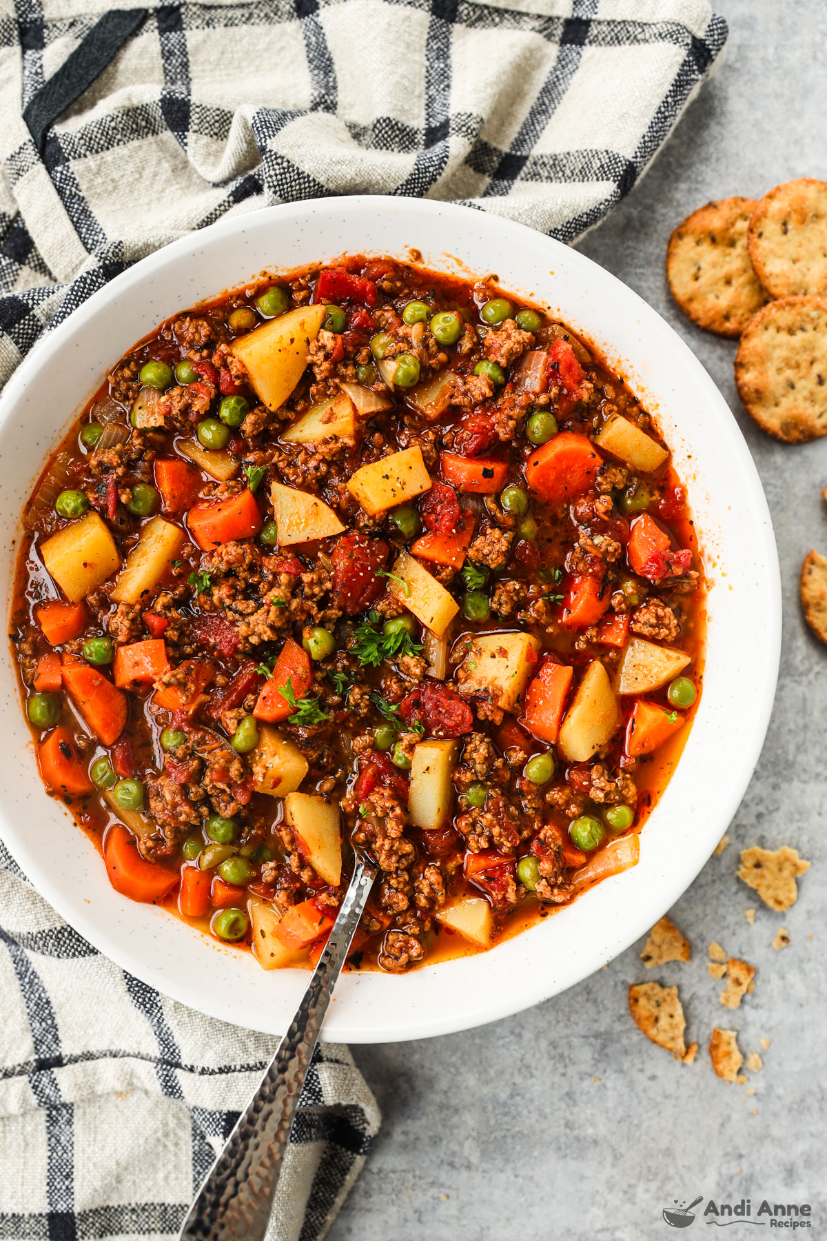 bowl of ground beef stew