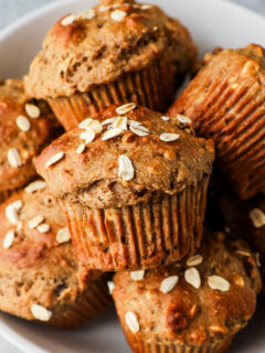 A bowl of whole wheat banana muffins