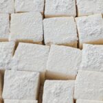 Close up of easy homemade marshmallow squares made from only 5 ingredients