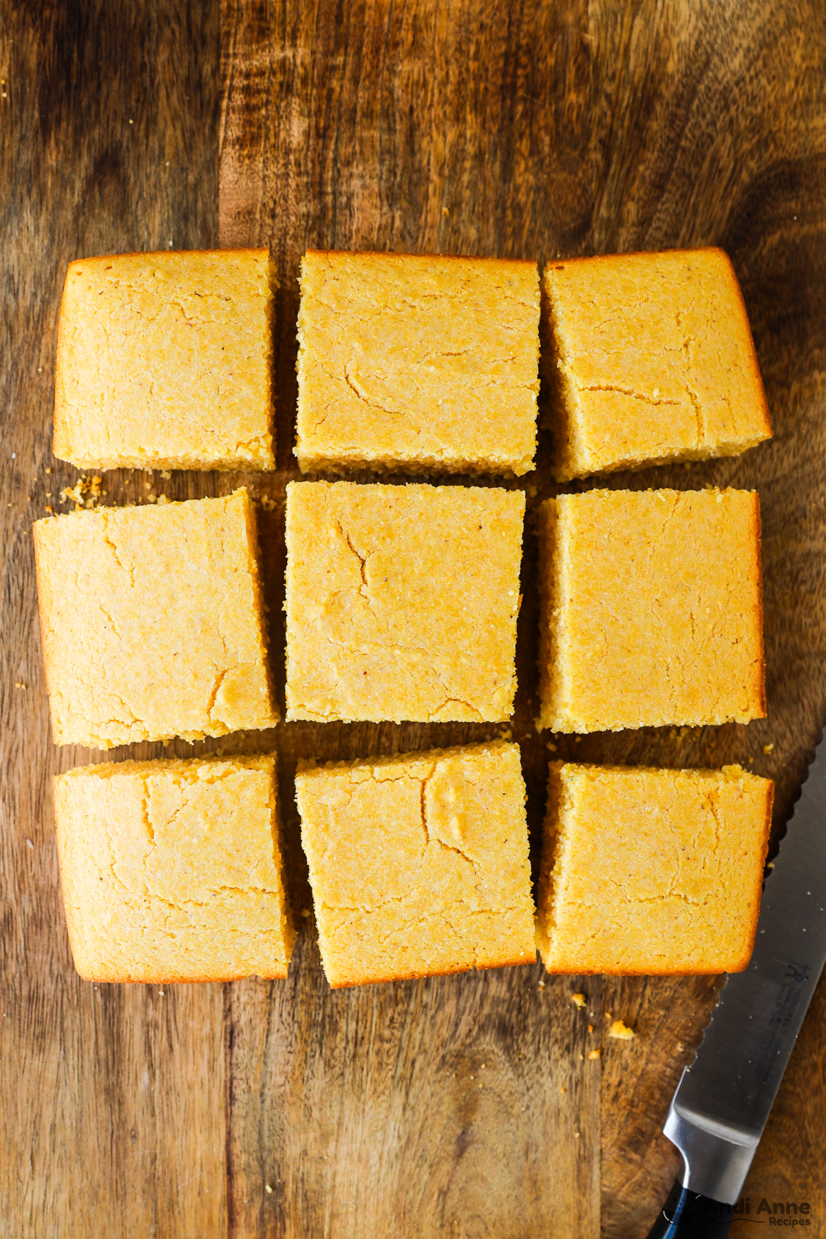 Sliced cornbread squares